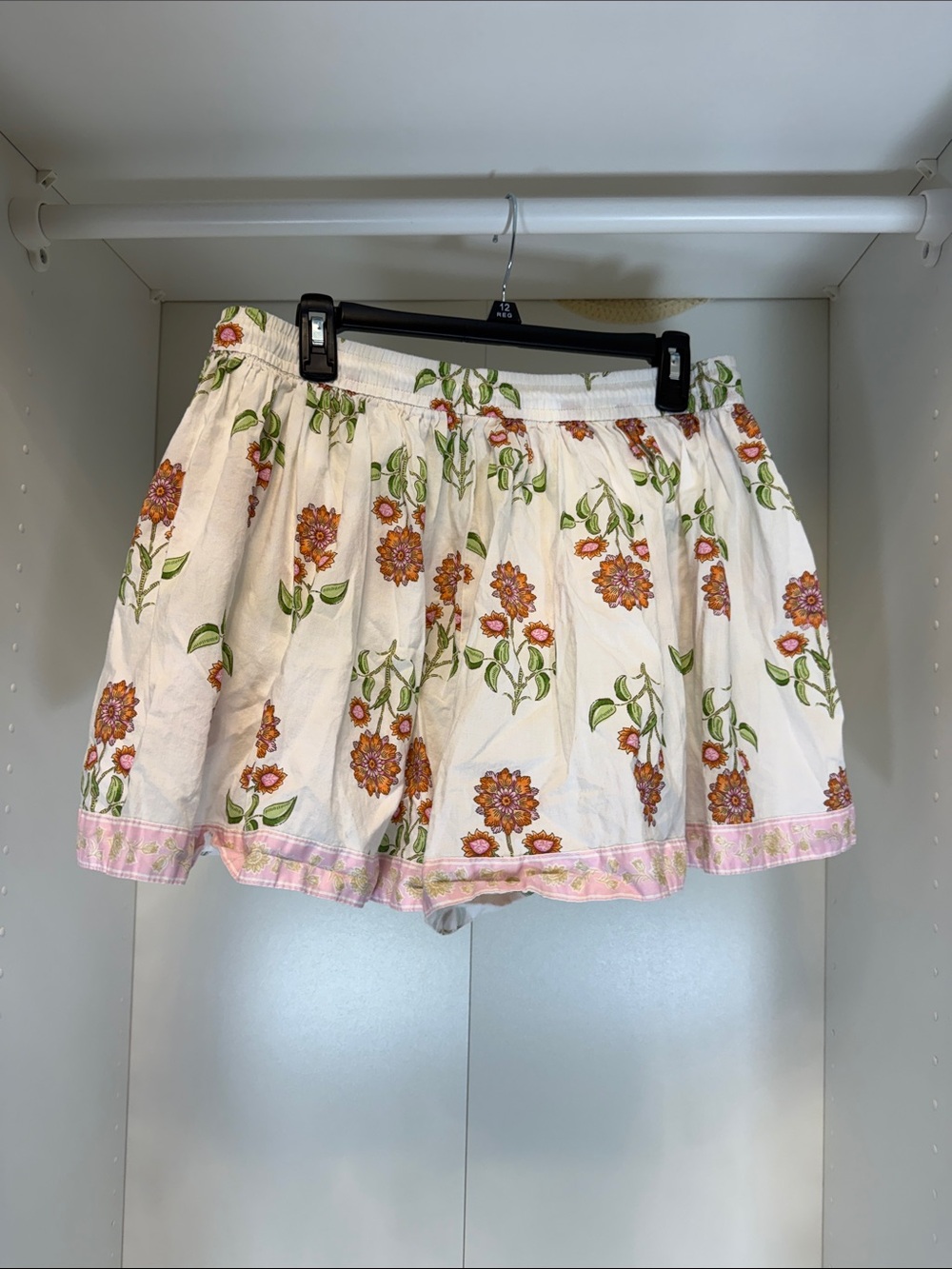 Old Navy White Floral Drawstring Athletic Shorts with Orange Flowers - Picture 5 of 5